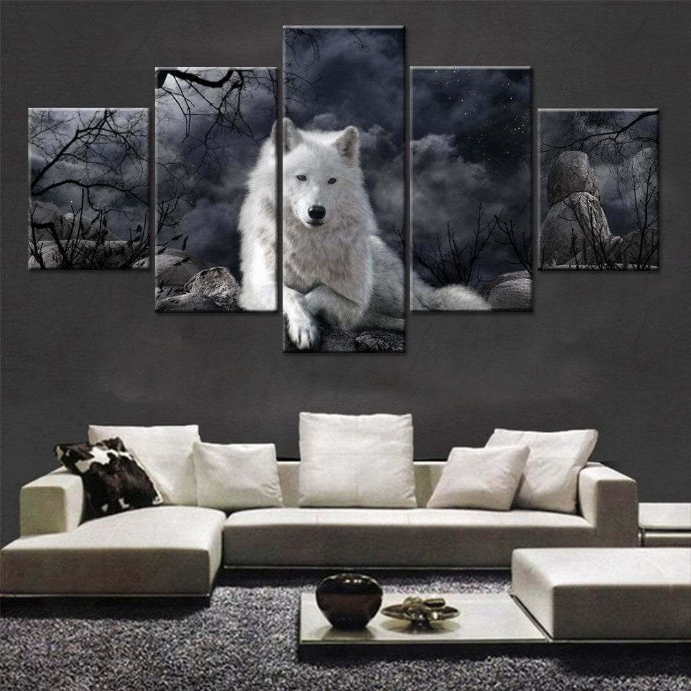 5 Panel Animal Wolf Wall Art Canvas Painting Poster Home Decoration