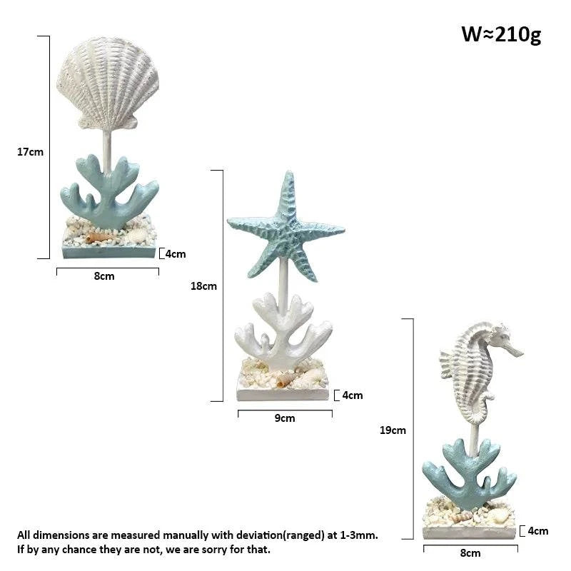 3pcs/set Marine Ornament Resin Home Decoration Accessories Seahorse St3pcs/set Marine Ornament Resin Home Decoration Accessories Seahorse Starfish Shell Figurines