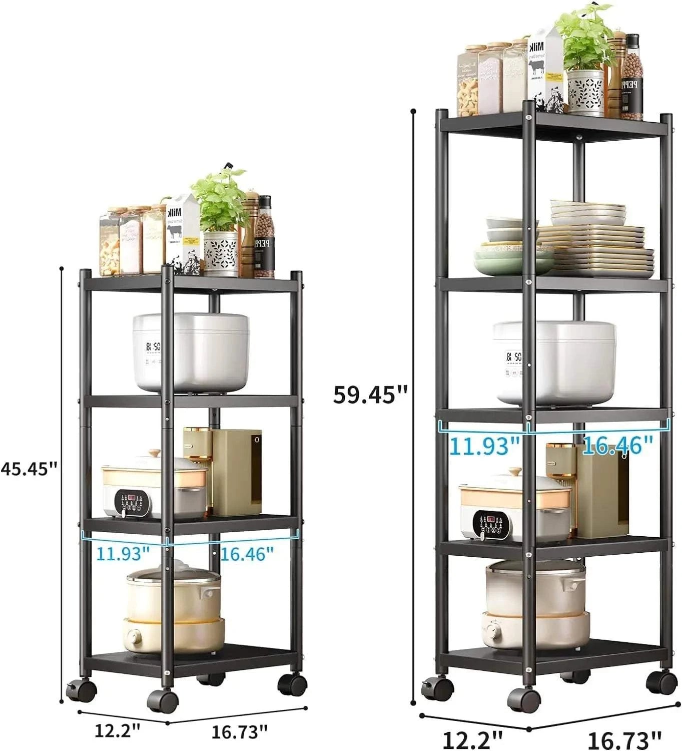 PXRACK 5-Tier Kitchen Storage Shelves, Adjustable Metal Shelves for StPXRACK 5-Tier Kitchen Storage Shelves, Adjustable Metal Shelves