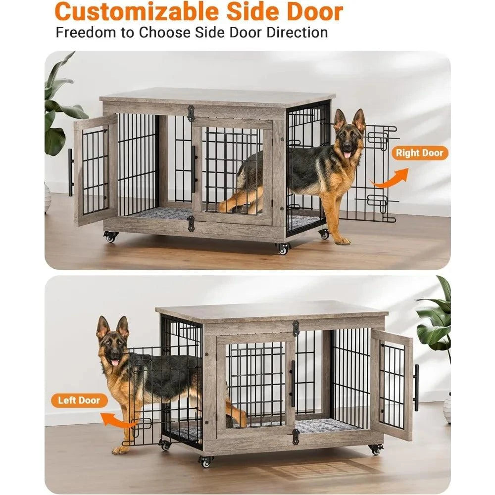 Dog Crate Furniture with Cushion,Heavy Duty Dog Cage End Table with WhDog Crate Furniture