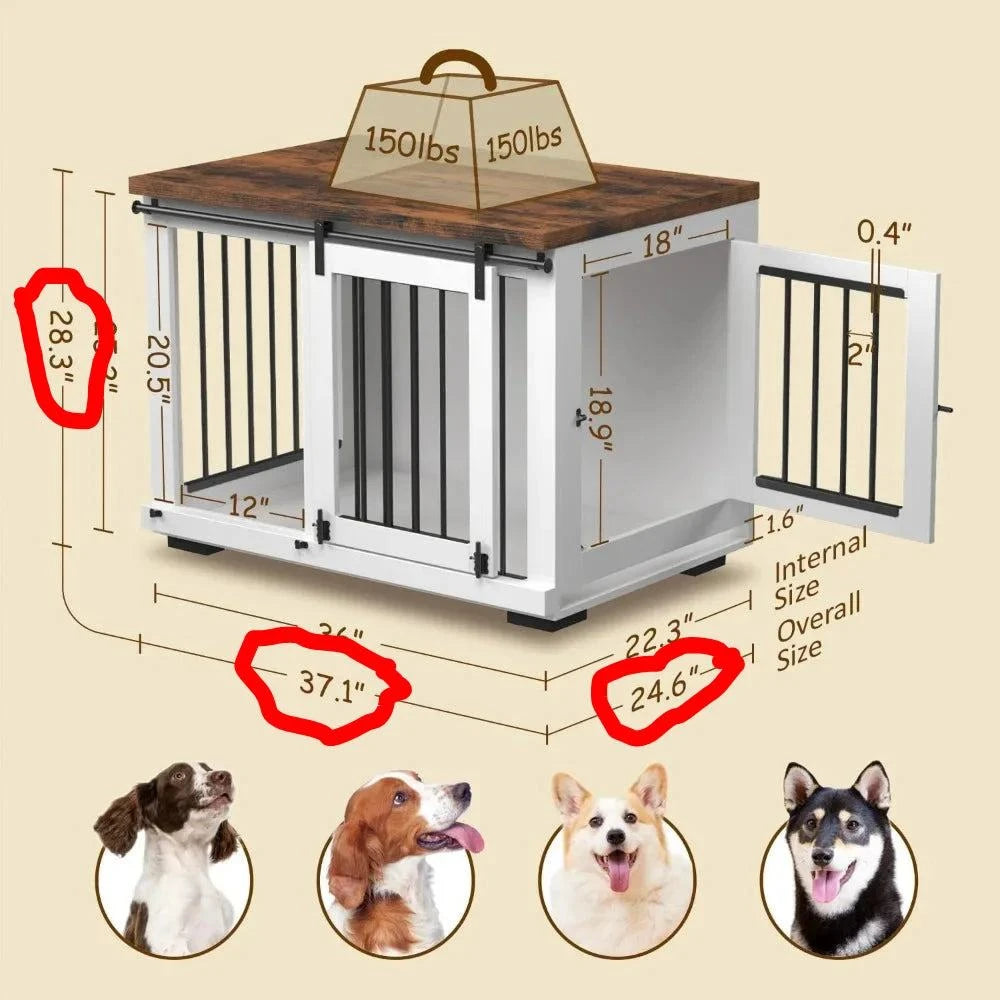 Dog Crate Furniture for Large Dogs Up to 60 lbs.37'' Wide - White Deco37'' Wide - White Decorative Modern Dog Crate Table, End Table, Nightstand