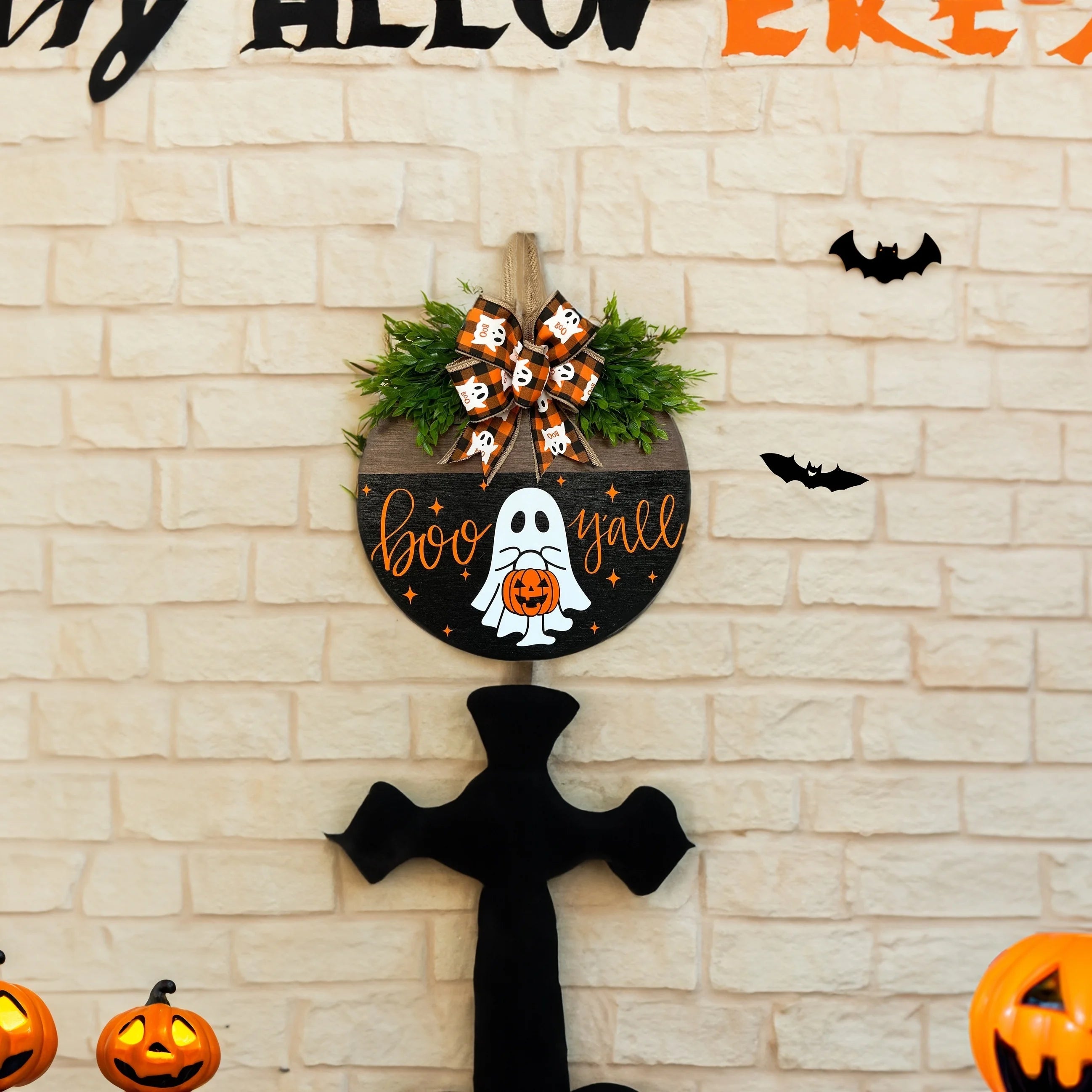 1 Halloween White Ghost Pumpkin Door Hanging Sign Festive Atmosphere D1 Halloween White Ghost Pumpkin Door Hanging Sign Festive Atmosphere Decoration Home Gifts Bar Caf É Auditorium Wall Decoration