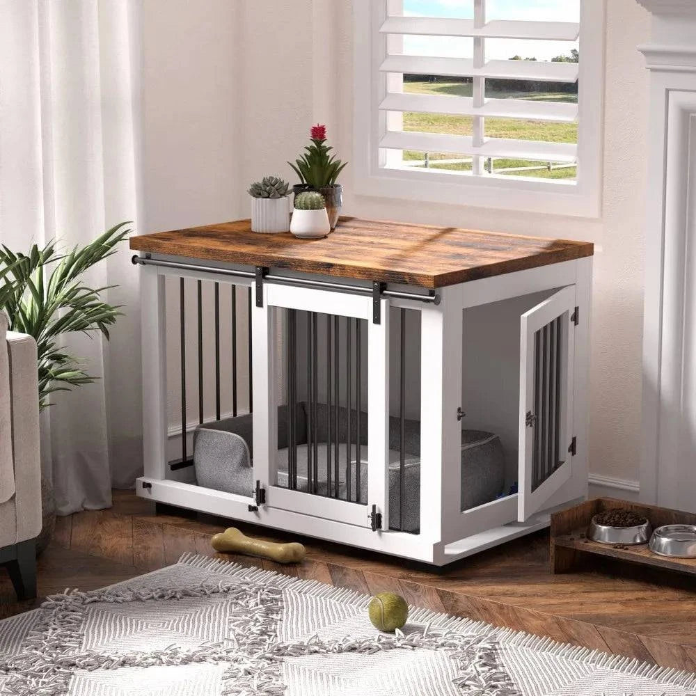 Dogs Crate Furniture for Large Dogs Up to 60 lbs.37 Wide - White Decor