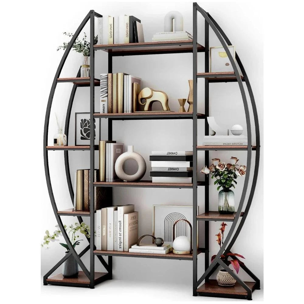 Oval Bookshelf 5 Tier Industrial Bookcases,Standing Tall Bookshelves SOval Bookshelf 5 Tier Industrial Bookcases,Standing Tall Bookshelves Storage