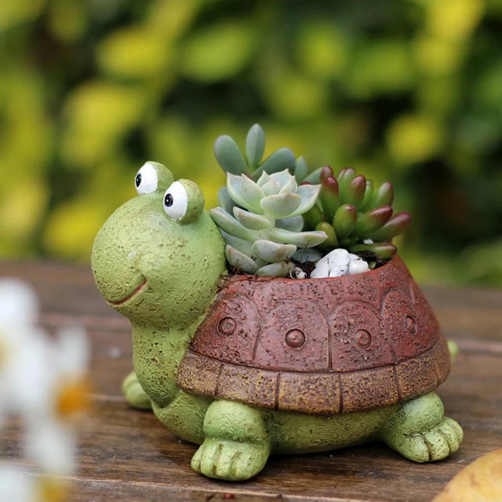 Resin Turtle Design Cacti Succulent Plant Pots Garden Flower Planters