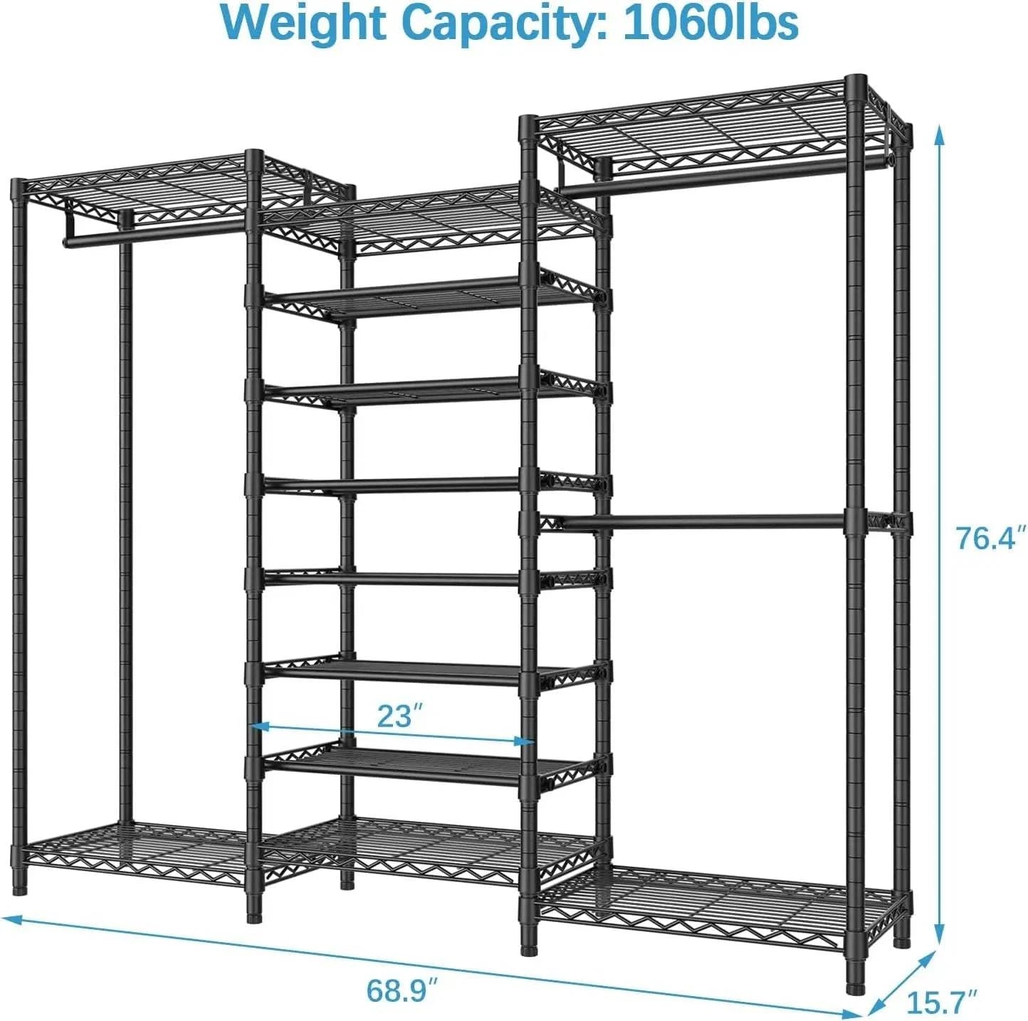 Heavy Duty Garment Rack Freestanding Clothes Rack Closet Storage OrganHeavy Duty Garment Rack Freestanding Clothes Rack Closet Storage Organizer Large Wardrobe