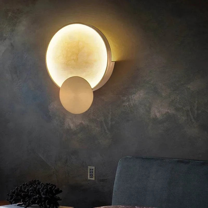 Round Marble Wall Lamp High-Grade Copper Indoor Lighting Living Room BRound Marble Wall Lamp High-Grade Copper Indoor Lighting Living Room Bedroom Study Modern Minimalist Led Decor