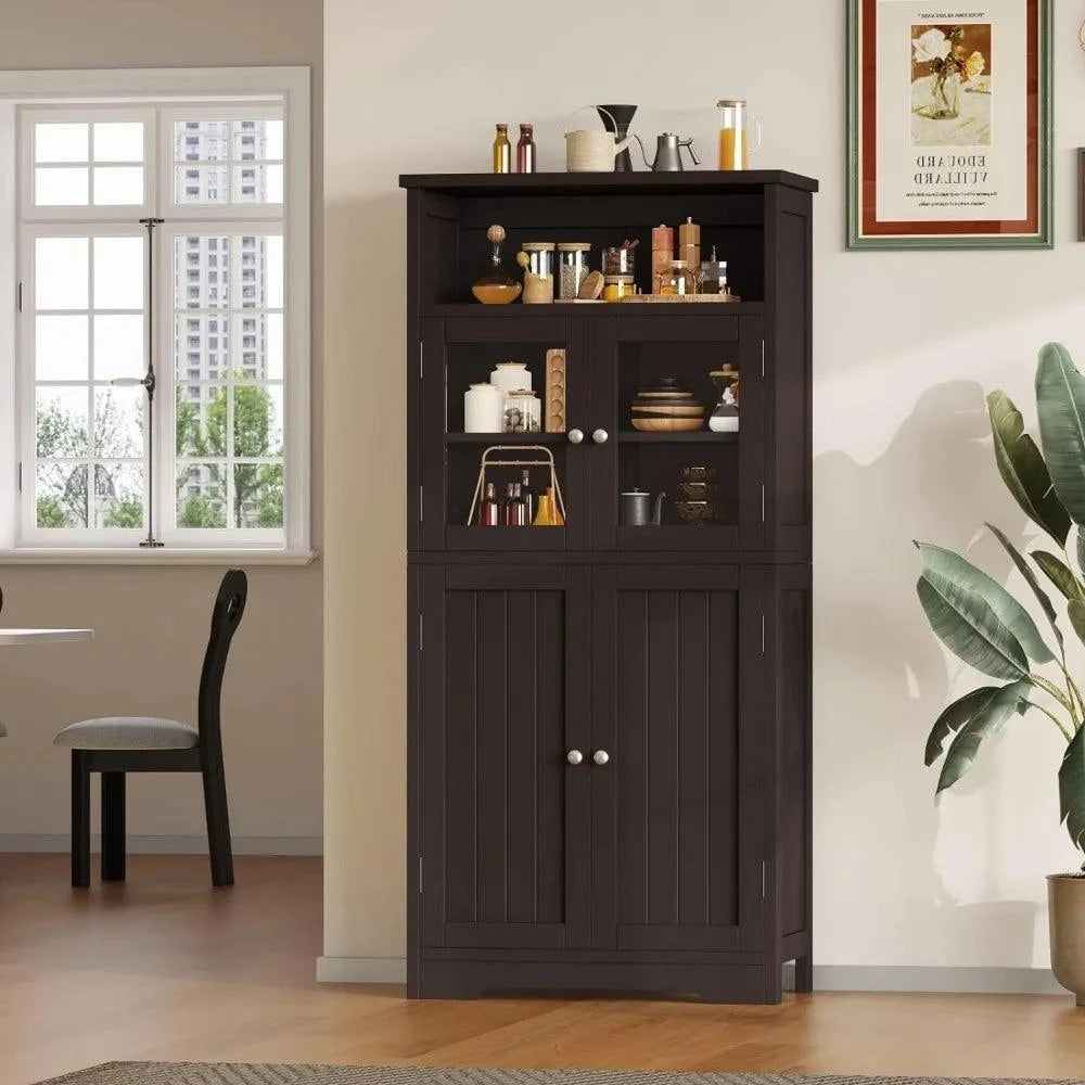 50.4''H Bathroom Storage Cabinet, Freestanding Cabinet with Open StoraOpen Storage, Kitchen Pantry Cabinet