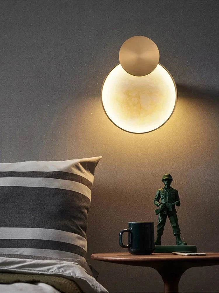 Round Marble Wall Lamp High-Grade Copper Indoor Lighting Living Room BRound Marble Wall Lamp High-Grade Copper Indoor Lighting Living Room Bedroom Study Modern Minimalist Led Decor