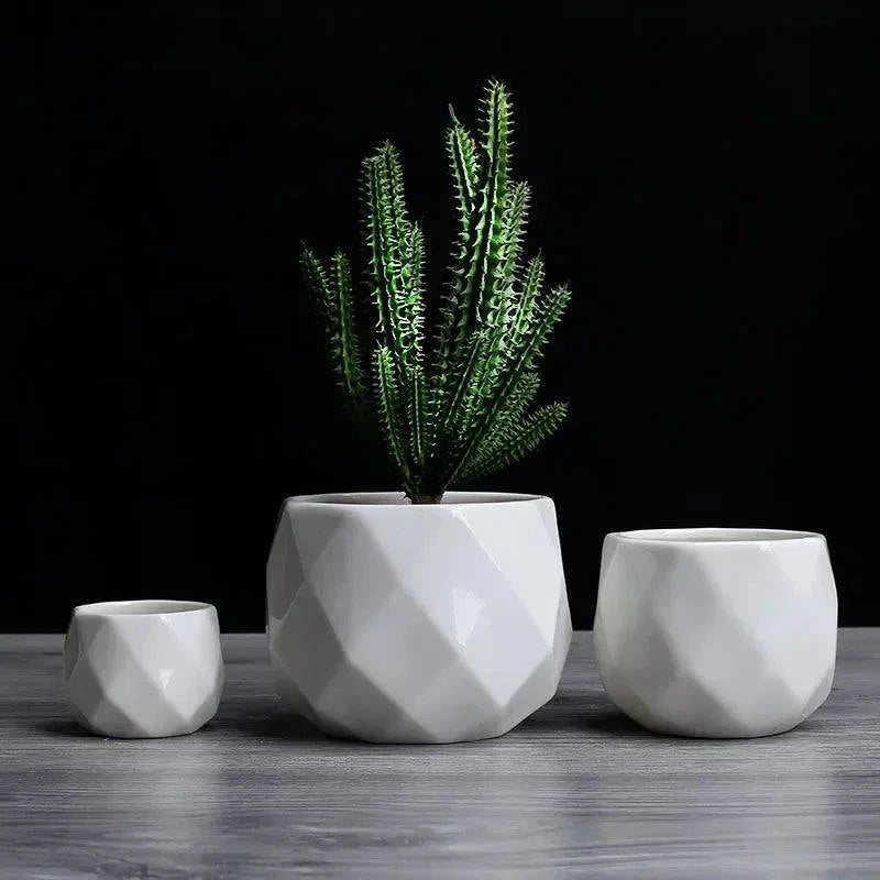 Creative Ceramic Diamond Geometric Flower pots Simple Succulent Plants