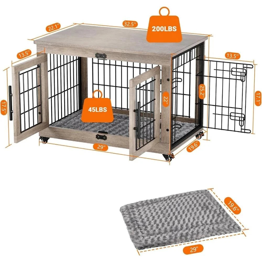 Dog Crate Furniture with Cushion,Heavy Duty Dog Cage End Table with WhDog Crate Furniture