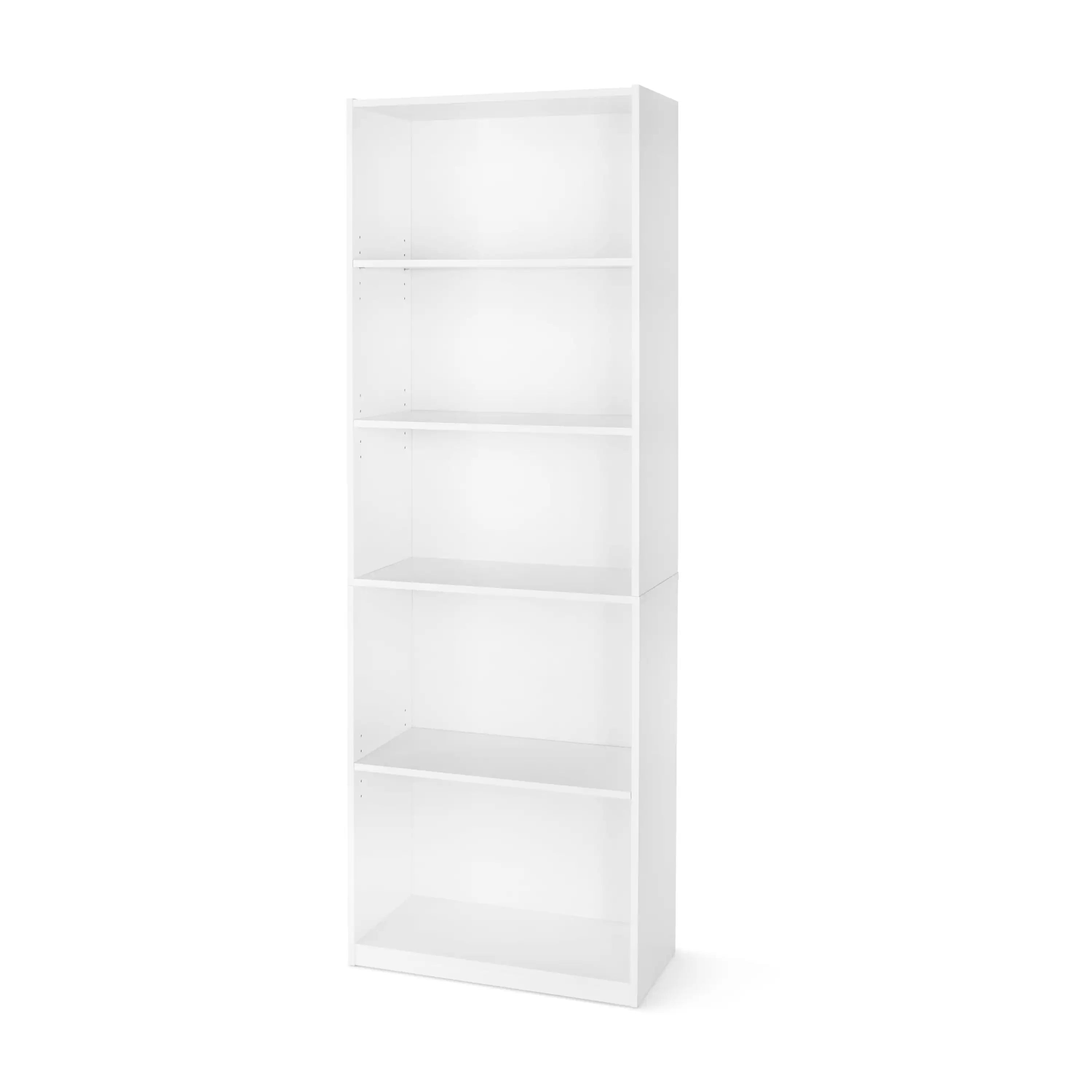 5-Shelf Bookcase with Adjustable Shelves,Solid Wood/Closed Back/Displa5-Shelf Bookcase