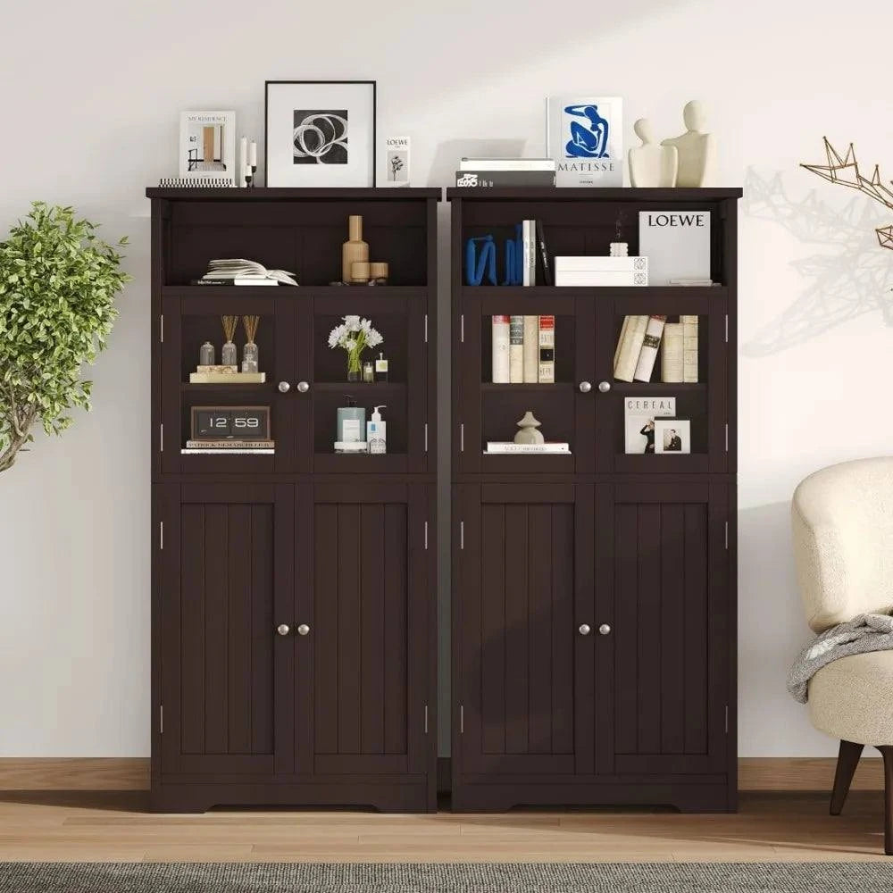 50.4''H Bathroom Storage Cabinet, Freestanding Cabinet with Open StoraOpen Storage, Kitchen Pantry Cabinet