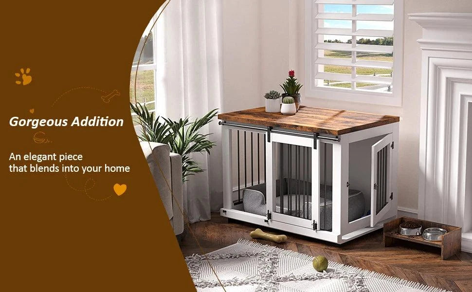 Dog Crate Furniture for Large Dogs Up to 60 lbs.37'' Wide - White Deco37'' Wide - White Decorative Modern Dog Crate Table, End Table, Nightstand