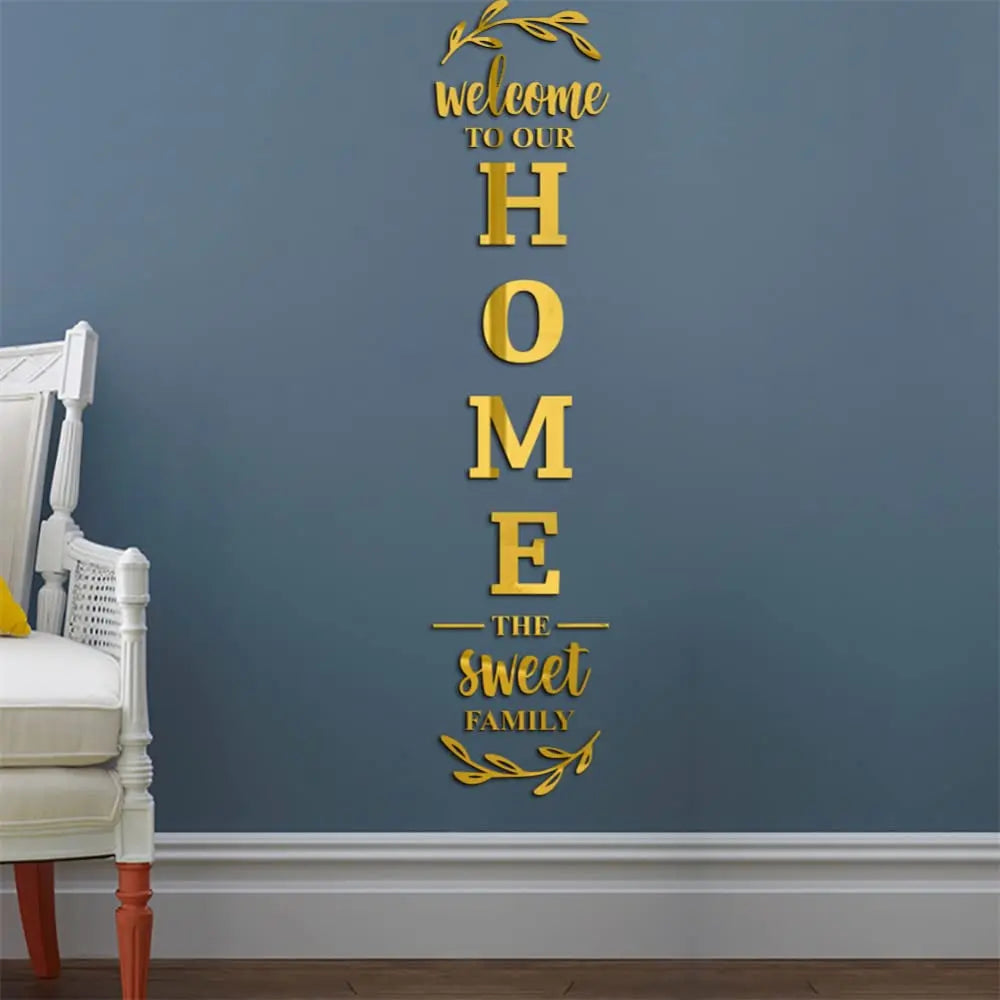 3d Mirror Wall Stickers English Letters Home Family Self-adhesive Acry3d Mirror Wall Stickers English Letters Home Family