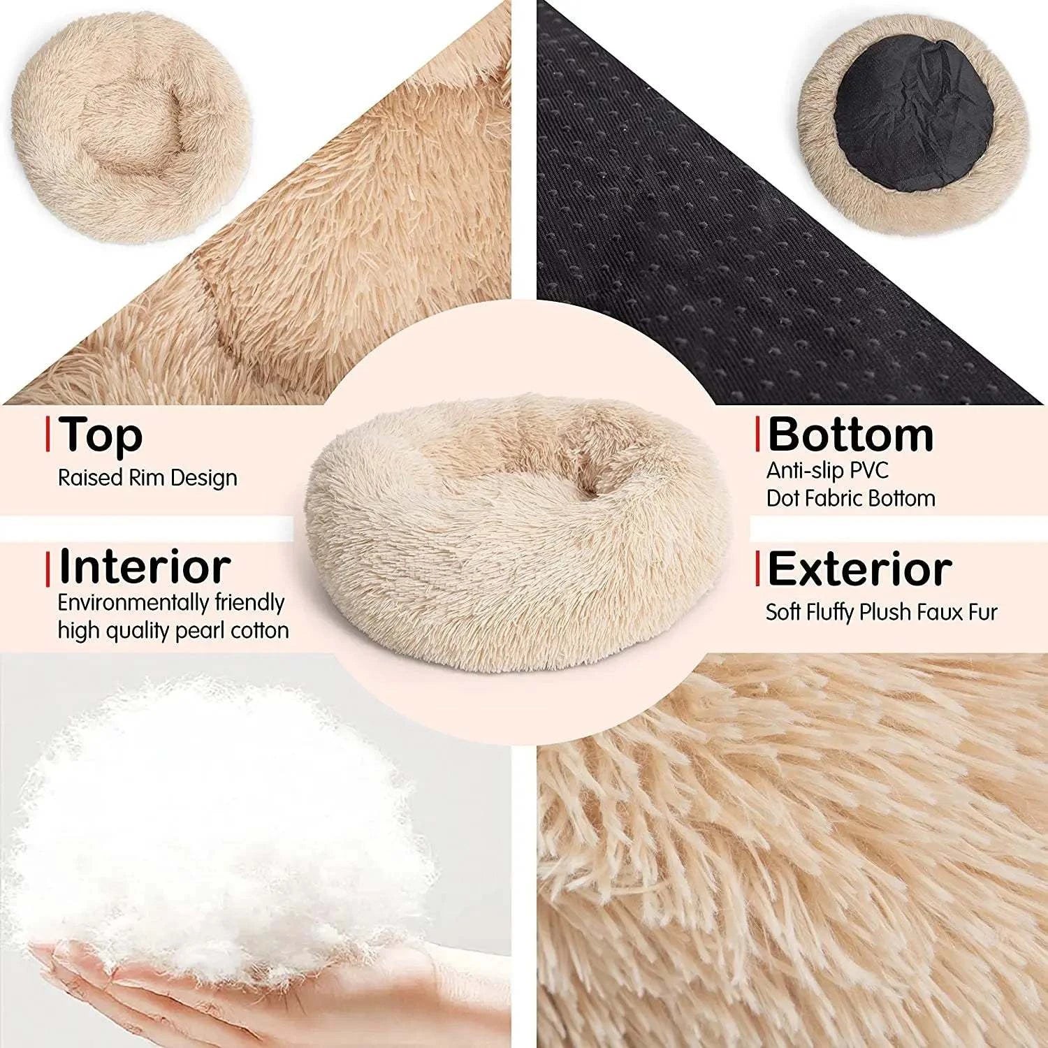 50cm/19.685in Cat/Dog Bed Warm Sleeping Cat/Dog Nest Soft Long Plush B50cm/19