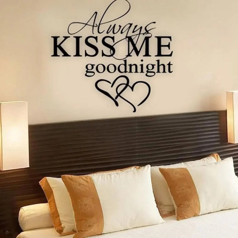 Modern Wall Stickers Always Kiss Me Goodnight Removable Bedroom Decals