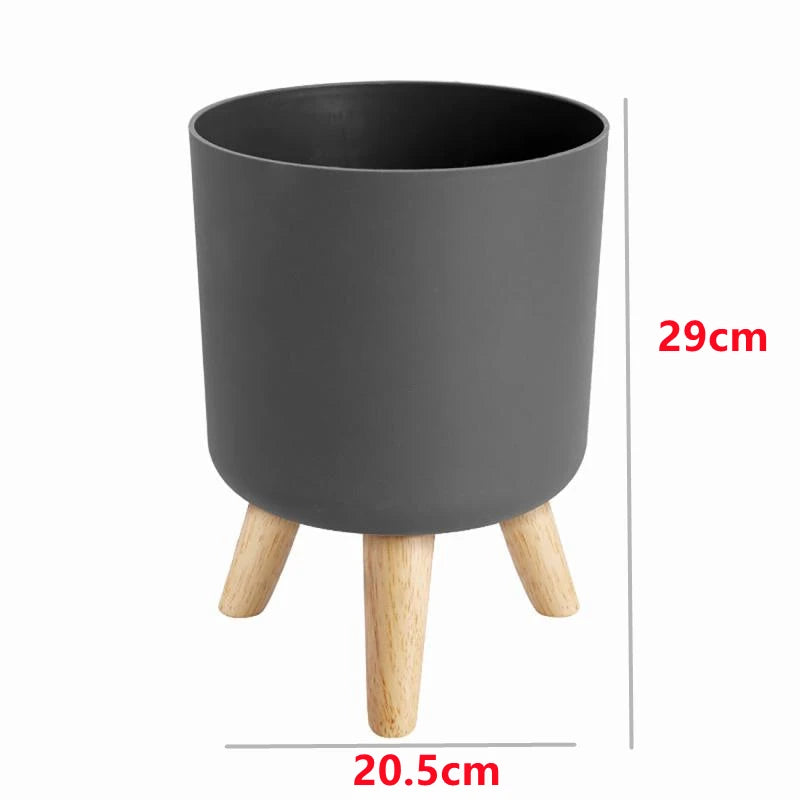 Flower Pot With Wood Holder Plant Stand Display Rack Planter For IndooWood Holder Plant Stand Display Rack Planter