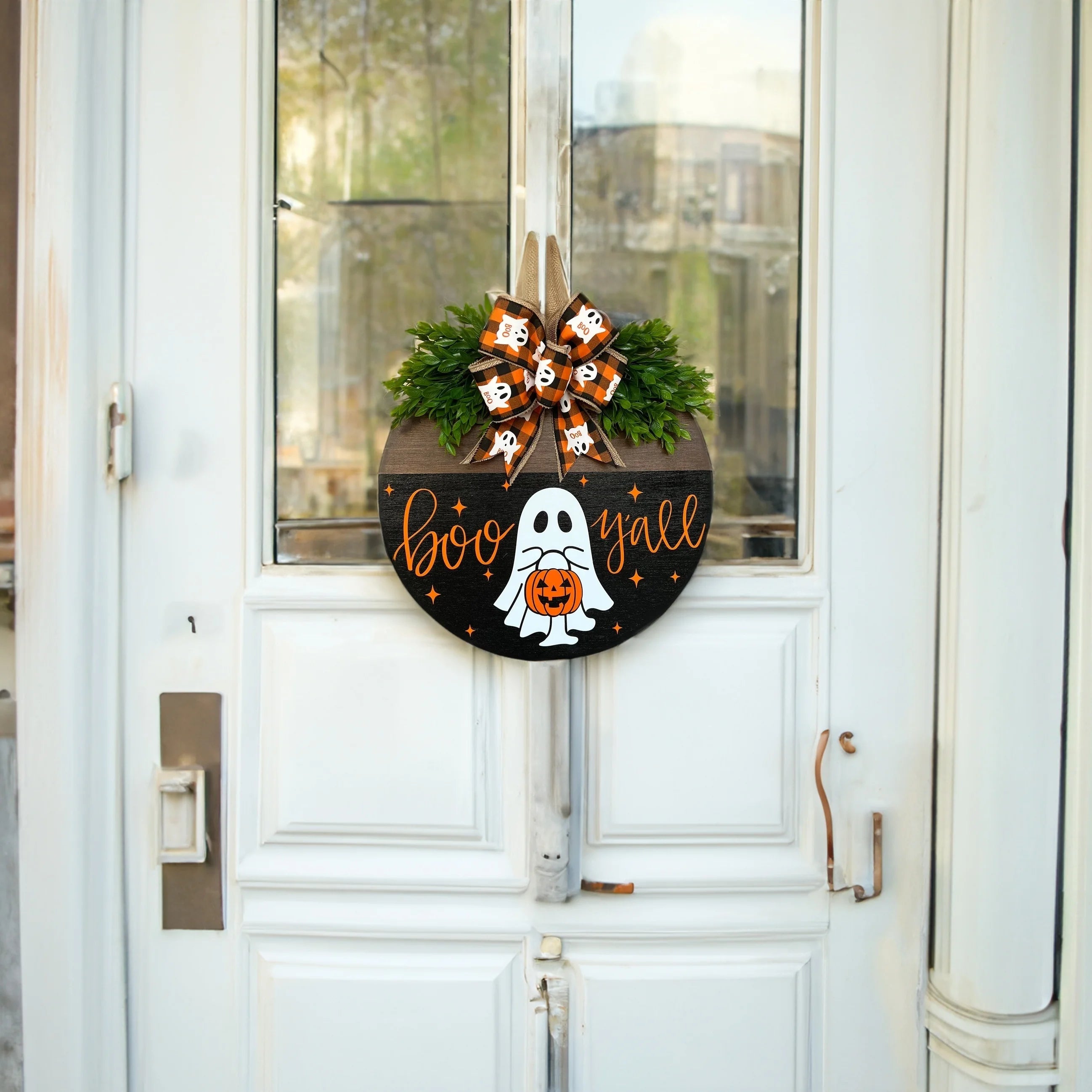 1 Halloween White Ghost Pumpkin Door Hanging Sign Festive Atmosphere D1 Halloween White Ghost Pumpkin Door Hanging Sign Festive Atmosphere Decoration Home Gifts Bar Caf É Auditorium Wall Decoration