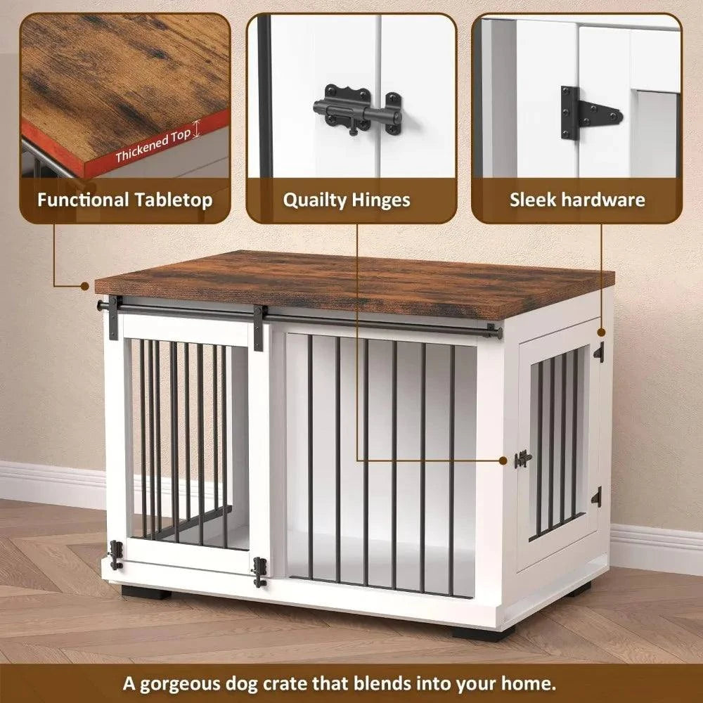 Dog Crate Furniture for Large Dogs Up to 60 lbs.37'' Wide - White Deco37'' Wide - White Decorative Modern Dog Crate Table, End Table, Nightstand