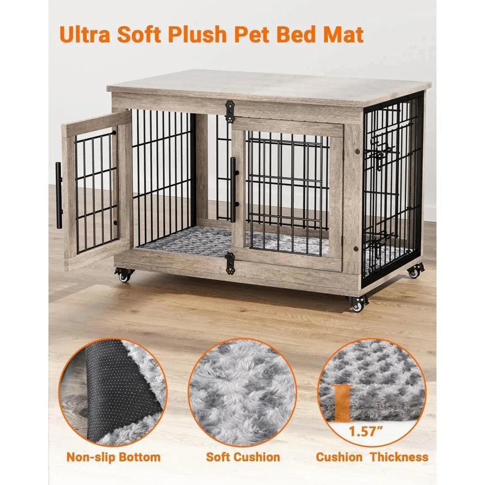 Dog Crate Furniture with Cushion,Heavy Duty Dog Cage End Table with WhDog Crate Furniture