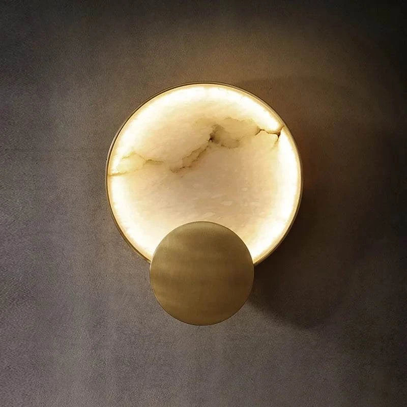 Round Marble Wall Lamp High-Grade Copper Indoor Lighting Living Room BRound Marble Wall Lamp High-Grade Copper Indoor Lighting Living Room Bedroom Study Modern Minimalist Led Decor