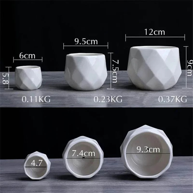 Creative Ceramic Diamond Geometric Flowerpot Simple Succulent Plant CoCreative Ceramic Diamond Geometric Flowerpot Simple Succulent Plant Container Green Planters Small Bonsai Pots Home Decoration