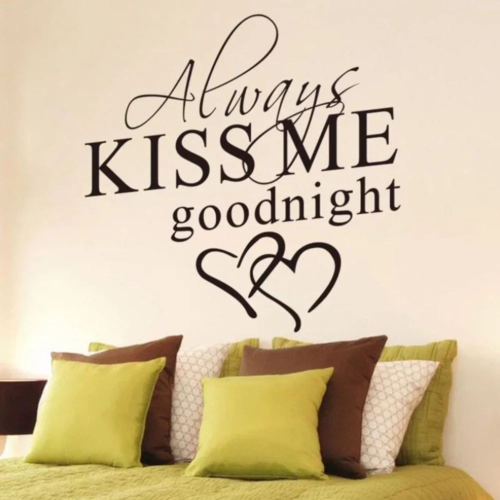 Modern Wall Stickers Always Kiss Me Goodnight Removable Bedroom Decals