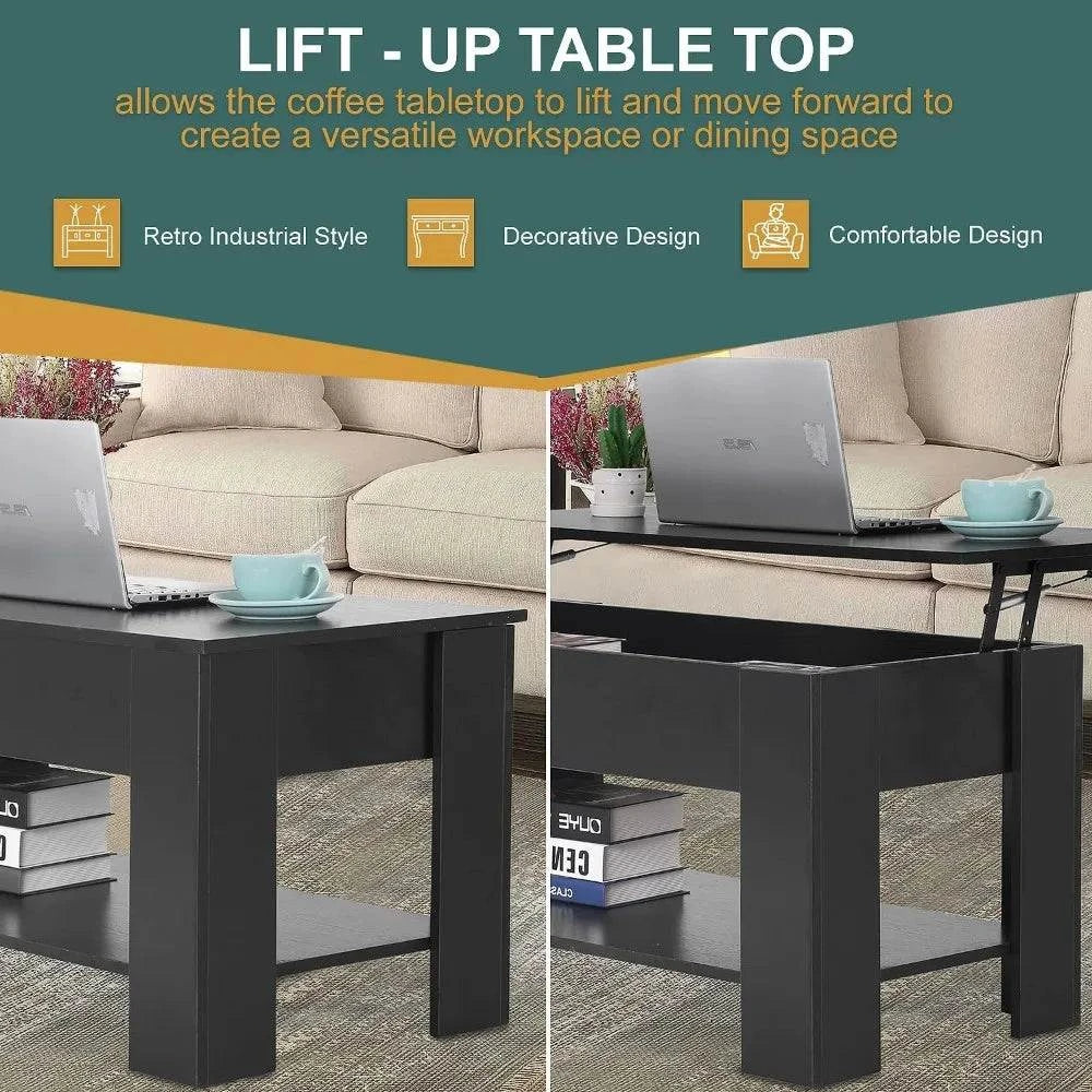 Coffee Table Lift Top Coffee Tables with Hidden Compartment and StoragStorage Shelf Wooden Lift Tabletop Dining Table