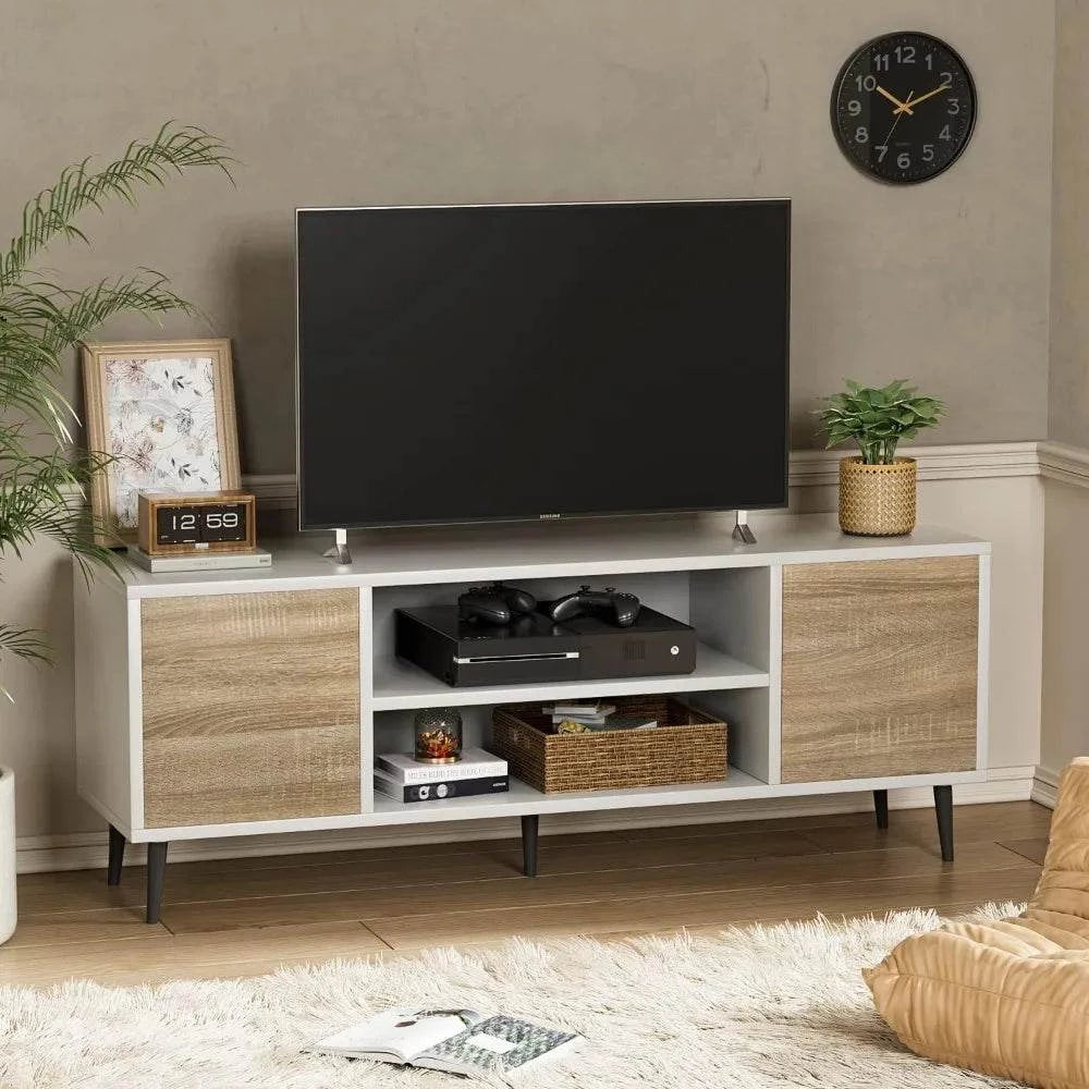 Tv Stand Living Room Furniture Entertainment Center With Two Storage CStorage Cabinets Television Stands Office Bedroom 58 Inch Ps5 Table