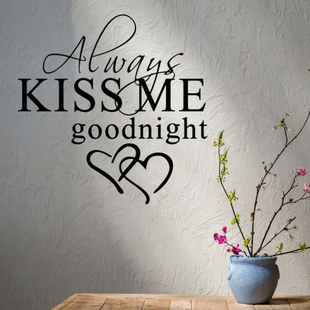 Modern Wall Stickers Always Kiss Me Goodnight Removable Bedroom Decals