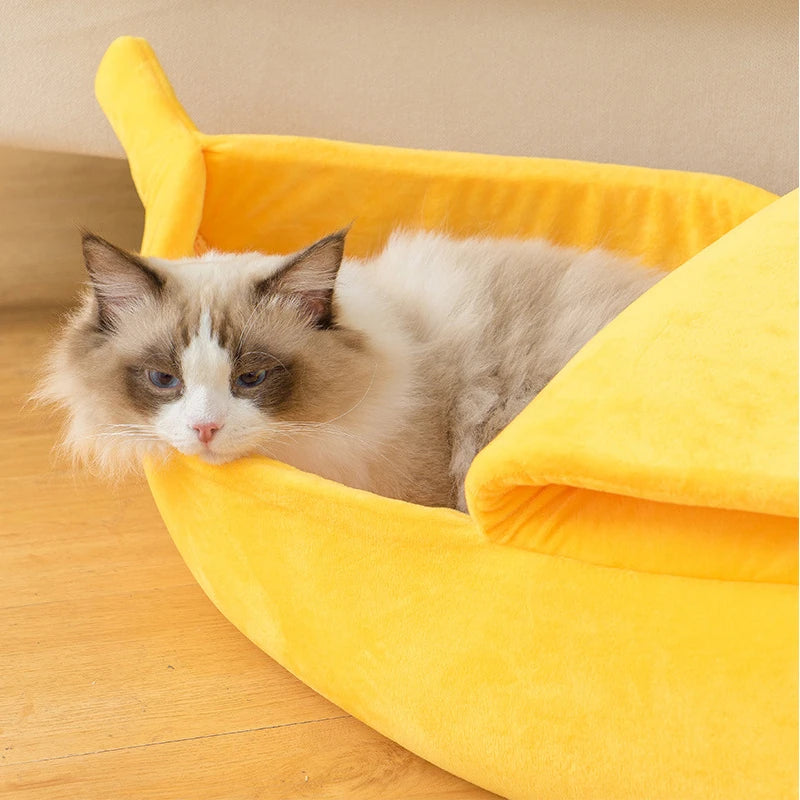 Banana Boat Shape Cat/Dog/Hamster Bed House Cute Cat/Dog/Hamster Mat BBanana Boat Shape Cat/Dog/Hamster Bed House Cute Cat/Dog/Hamster Mat Beds Warm Durable Portable Pet Basket Kennel Dog/Cat/Hamster Cushion Cat/Dog/Hamster Supplies Winter