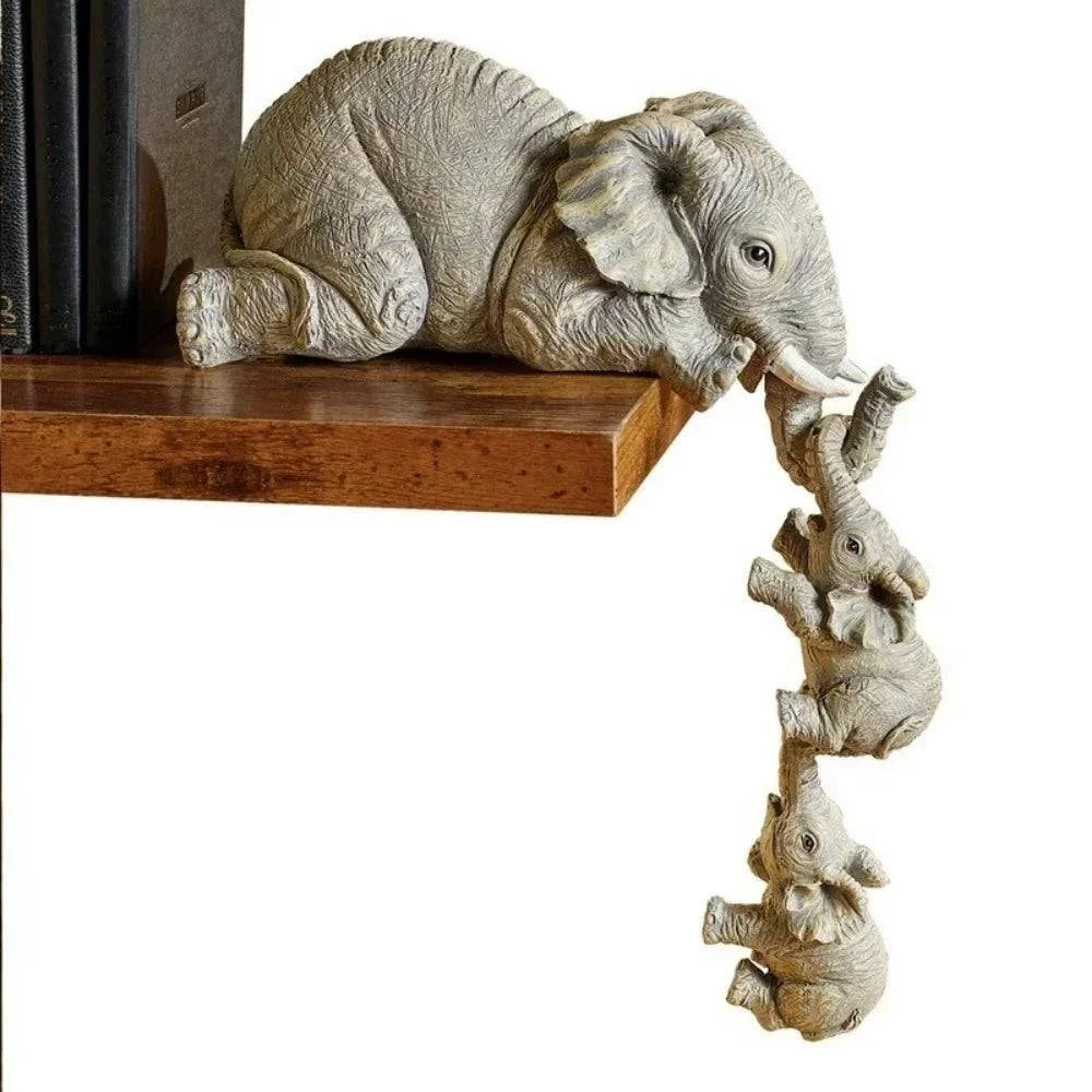 3 Pcs set Cute Elephant Hug Baby Doll Resin Handicraft Decoration Home