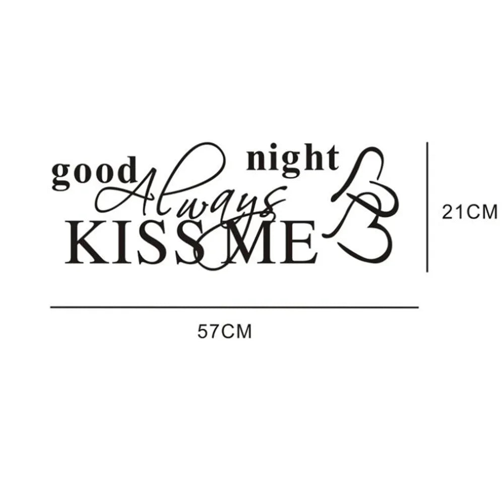 Modern Wall Stickers Always Kiss Me Goodnight Removable Bedroom Decals