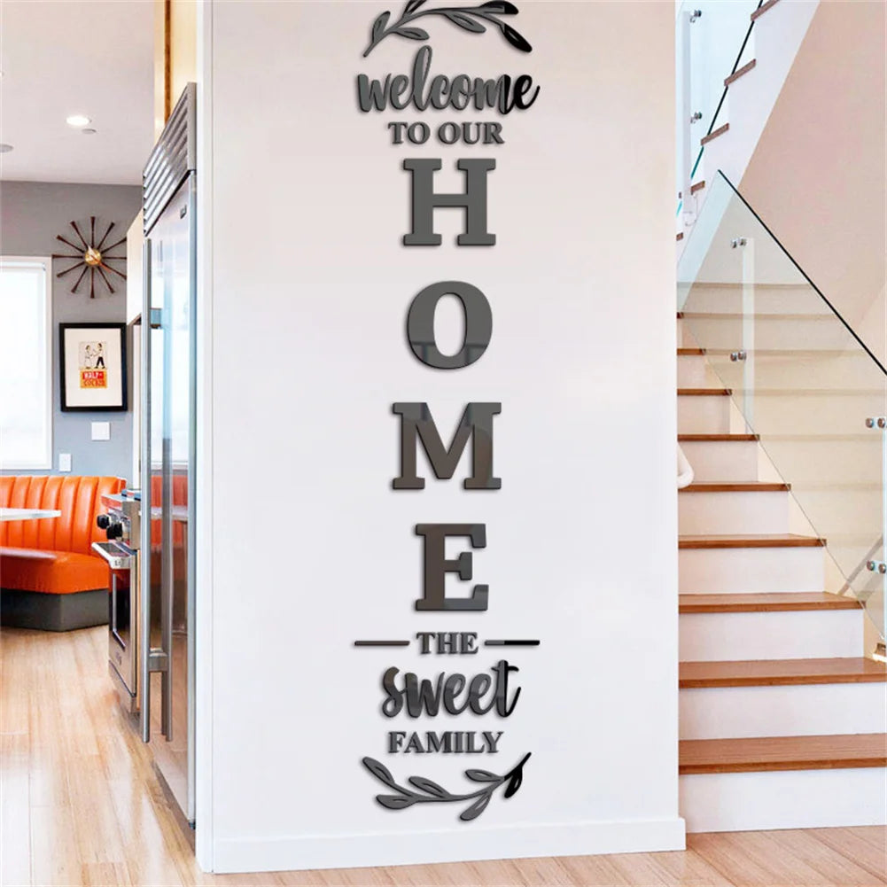 3d Mirror Wall Stickers English Letters Home Family Self-adhesive Acry3d Mirror Wall Stickers English Letters Home Family