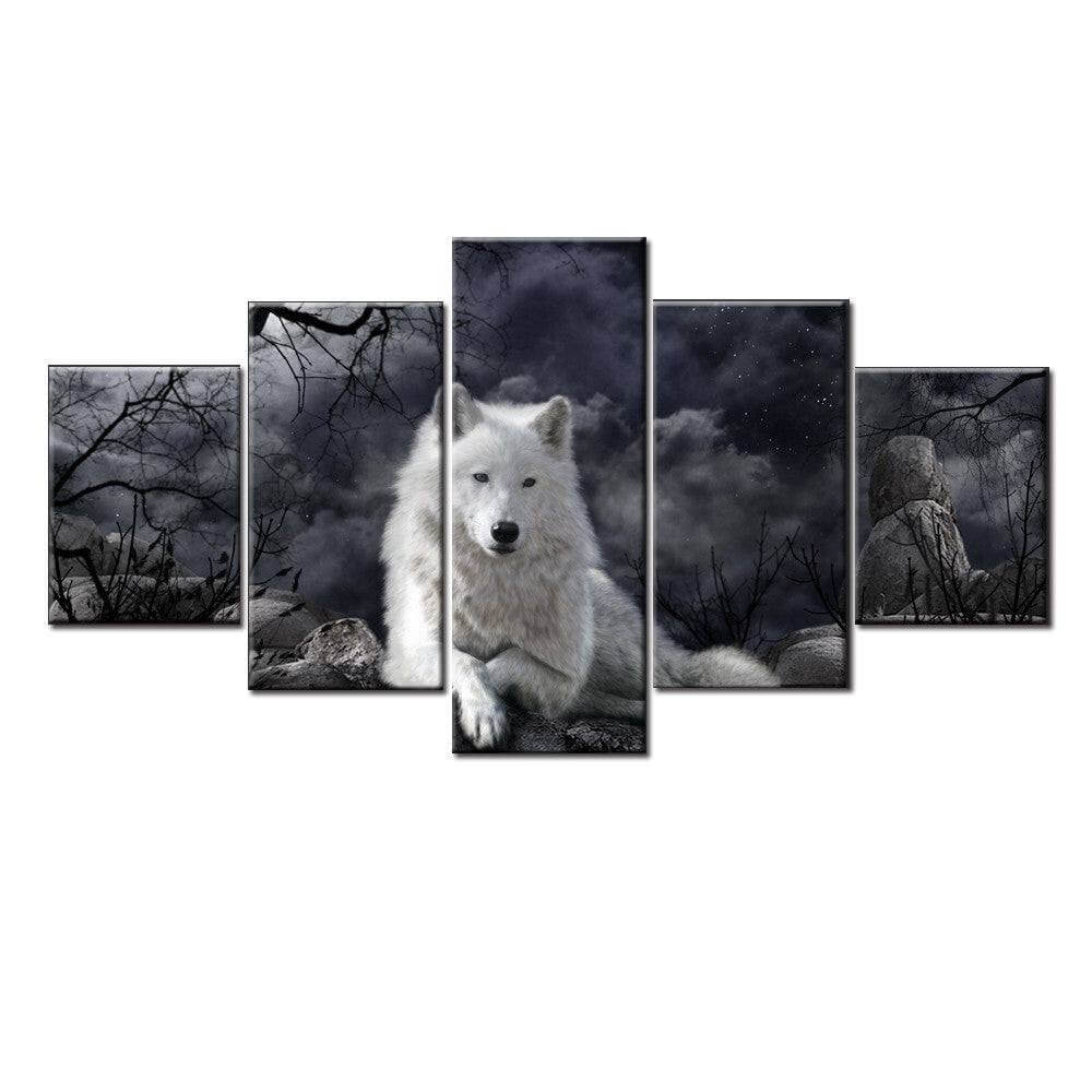 5 Panel Animal Wolf Wall Art Canvas Painting Poster Home Decor5 Panel Animal Wolf Wall Art Canvas Painting Poster Home Decor